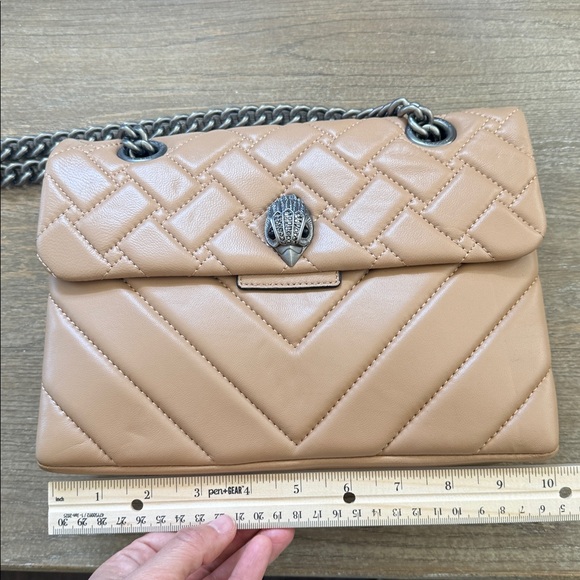 NEW Kurt Geiger Kensington X Quilted Leather Shoulder Bag tan - Picture 14 of 15